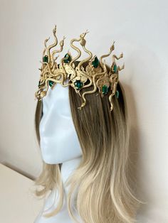 Medusa Headdress, Medusa Crown, Snake Headpiece, Goddess Costume Diy, Snake Crown, Medusa Halloween Costume, Medusa Headpiece, Halloween Rave Outfits, Gothic Crown