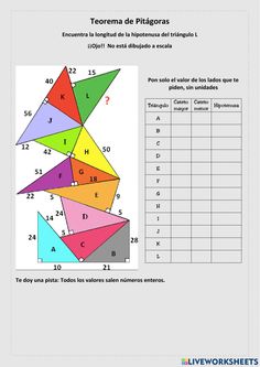 a sheet with numbers and shapes on it