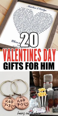 valentine's day gifts for him and her with the text overlaying it