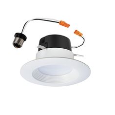 a white downlight with an orange cord attached to it