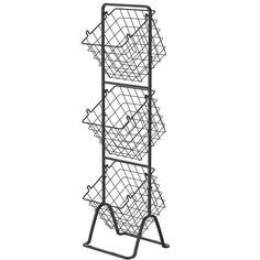 a metal rack with four baskets on it