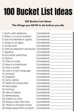 the top ten bucket list ideas