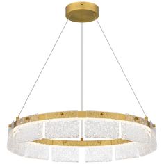 a large circular chandelier with white and gold glass shades hanging from the ceiling