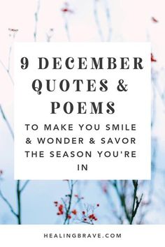 the words 9 december quotes and poem to make you smile & wonder about the season you're in