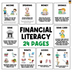 the financial literacy poster is shown in black and white