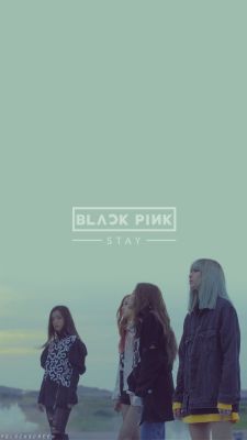 three girls standing next to each other with the words black pink written on their backs