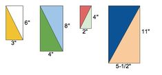 three different colored rectangles are shown with the same area for each triangle to be drawn