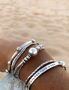 The perfect silver layering bracelets that are a must have in your jewelry collection this summer. Don't hit the beach without them Solar Silver Bangle - Rico Designs Jewellery Chunky Silver Bracelets, Jewery Silver, Handmade Silver Charm Bracelet, Summer Jewelry Silver, Silver Beach Jewelry, Chunky Silver Jewelry, Beach Silver Jewelry, Chunky Jewelry Silver