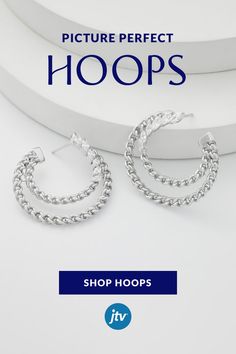 Braided and white cubic zirconia silver hoops propped on a white background Earring Designs, Designer Earrings, Every Woman, Picture Perfect, Hoop Earrings