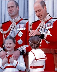 the royal family is dressed in red and white