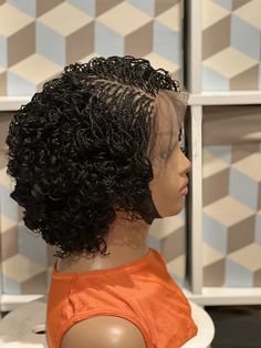 Braided micro twist wig with curly tips made on a full lace wig. Black women’s | eBay Curly Tips, Faux Loc, Short Box Braids Hairstyles, Wig Black, Short Box Braids, Wig For Black Women, African Hair Braiding Styles, Braided Cornrow Hairstyles, Box Braid