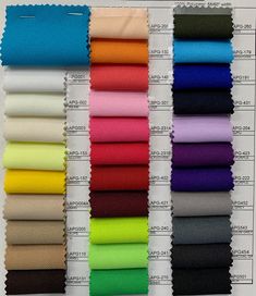 color swatches showing different colors of fabric in various sizes and shapes, with the text below them