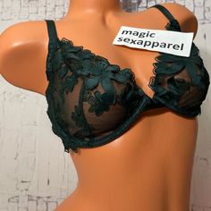 New With Tags Victoria’s Secret Luxe Lingerie Unlined Plunge Bra Floral Appliqu Embroidery Size 32d 34b 36dd 38d 38dd Price Firm Green Lace Bra With Lace Trim, Green Fitted Lace Bra, Fitted Floral Embroidery Bra, Green Lace Party Bra, Elegant Green Bra With Lace Trim, Elegant Green Lace Bra, Victoria's Secret Green Lace Trim Bra, Victoria's Secret Sheer Lace Bra, Mesh Bra