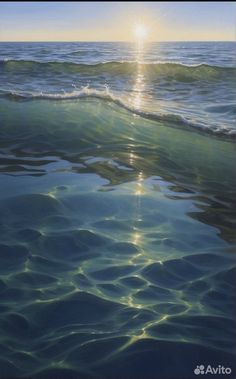 the sun shines brightly through the water as it reflects on the ocean's surface