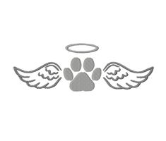 an angel paw with two white wings