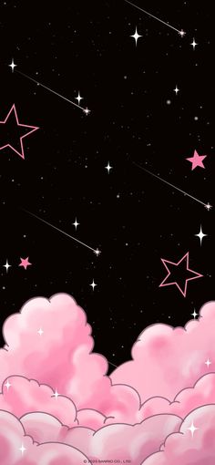 pink clouds with stars in the sky