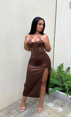 Style A Bodycon Dress, Brown Prom Dress, Corset Midi Dress, Color Party, Homecoming Dresses Tight, Homecoming Dresses Black