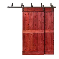 an image of a wooden door with metal bars on the top and bottom part of it