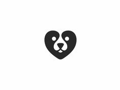 a black and white logo with a bear's head in the shape of a heart