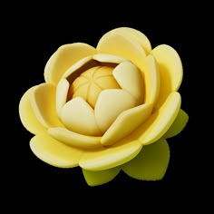 a yellow flower that is on top of a white surface