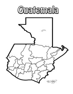 the state of guatemala coloring page for kids with an outline map and name on it