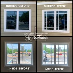 the before and after shots of an outside window