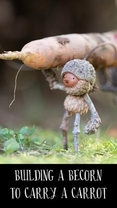 a close up of a carrot on the ground with text reading building a becorn to carry a carrot