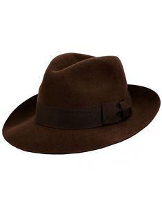 "The vintage dark brown 1940s style Mayfair fedora is a classic hat that features a snap brim and a grosgrain hatband in a chocolate brown shade. The hatband is adorned with a double ribbon tail to one side, adding a touch of elegance to the overall design. The hat has a deep crown, which provides ample space for your head while also adding to the vintage look and feel of the hat. A great addition to any vintage or retro-inspired outfit. It's perfect for those who appreciate classic style and want to add a touch of sophistication to their look. Measurements: Small: 55cm circumference Medium: 57cm circumference Large: 59cm circumference X Large: 61cm circumference Brim Width: approx 2.5\" / 6.45cm Crown Height: approx 10.5cm Sizing note: Please check your head size against these measurement Retro Inspired Outfits, Brown Paint Colors, 1940s Looks, Brown Fedora, Fedora Hat Men, 1940s Style, Brown Shade, Brown Hats, Brown Paint