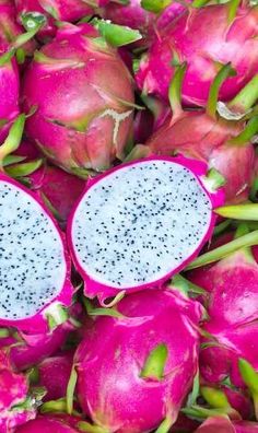 dragon fruit cut in half and placed on top of each other