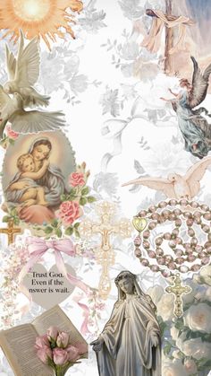 Catholic wallpaper Blessed Mother Wallpaper, Saint Mary Aesthetic, Religious Aesthetic Wallpaper, Mary And Jesus Wallpaper, Religious Wallpaper Aesthetic, Cute Catholic Wallpaper, Ave Maria Wallpaper, Pink Catholic Aesthetic, Catholic Christmas Wallpaper