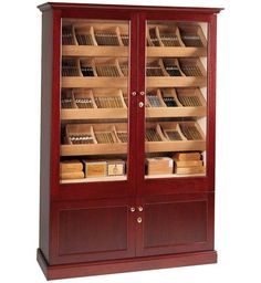 Elegant Bar Display Humidor Elegant 2000 Traditional Humidor Cabinet, one of the best humidor cabinets Cabinet Humidor, Humidor Cabinet, Box Shelves, Mahogany Color, Humidor, Hardware Finishes, Crown Molding, Types Of Doors, Double Door