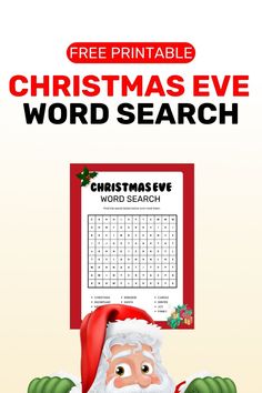 a christmas word search is shown with santa clause on it and the words, free printable