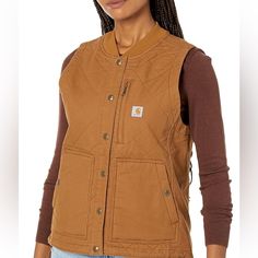 Nwt Carhartt Rugged Flex Canvas Insulated Rib Collar Vest Women Ov4423-W Relaxed Fit Size M. Carhartt Vest Outfit, Carhartt Vest, Carhartt Style, Mens Rugged, Carhartt Jackets, Vest For Women, Collar Vest, Carhartt Womens, Carhartt Women