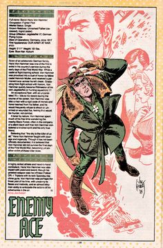 an old comic book page with a man in a green suit and hat on it