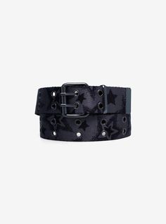 Accessorize with some star power! This belt features black and grey star designs allover and comes with 2 rows of gunmetal-tone grommets.XS: 25	XL: 41S: 29	2X: 45M: 33	3X:49L: 37	4X: 52Polyester; metalImported Planet Belt, Cool Trinkets, Cool Belts, Decora Accessories, Grommet Belt, Black Stud, Plus Size Fits, Socks And Tights, Guitar Strap