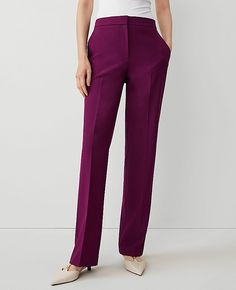 Elevate your wardrobe with the Ann Taylor Petite High Rise Skinny Trouser Pant in Bi-Stretch, designed specifically for a curvy fit. This plum burst trouser is a blend of sophistication and comfort, perfect for transitioning seamlessly from day to night.

- **Size**: Petite 00
- **Color**: Plum Burst
- **Material**: 66% Polyester, 28% Rayon, 6% Spandex
- **Gender**: Female
- **Fit**: Tailored and fitted
- **Rise**: High rise; sits 1/2" to 1" below natural waist
- **Leg Shape**: Trouser with a sl Petite Suits, Purple Suits, Trouser Suit, Blazer And Skirt, Suits For Sale, Line Shopping, Work Clothes, Sweater Sale, Petite Fashion