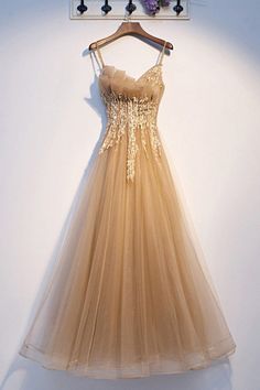 Shop Luxe Champagne Gold Aline Tulle Prom Dress With Beaded Straps online. SheProm offers formal, party, casual & more style dresses to fit your special occasions. Champagne Formal Dress, Prom Dress Champagne, Prom Tips, Champagne Formal Dresses, Lace Long Prom Dress, Champagne Evening Dress, Prom Dresses 2022, Champagne Prom Dress, Prom 2023