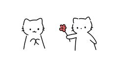 an image of two cats with flowers in their hands