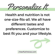 a quote that says, personalize it health and nutrition is not one - size - fits