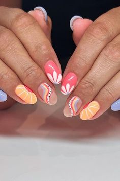 Groovy Summer Nails, Ascetic Nails, Cute Summer Nails Almond Shape, Pale Yellow Nails Design, Nails Acrylic Almond Summer, Kendall Nails, Nails Square Design, Olivia Nails, Europe Summer Nails