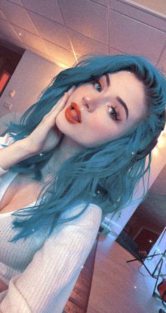 Motel Aesthetic, Mermaid Motel, Blue And Pink Hair, Blue Haired Girl, Hair Drawing, Mermaid Makeup, Mermaid Hair, Makeup Goals