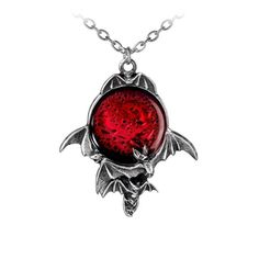 PRICES MAY VARY. Measures Approximately 58mm x 50mm x 10mm at Widest Points Hand made in England from the finest English lead free pewter Includes the chain shown in image The Blood Moon Necklace creates a scene from one of the most dangerous nights of the lunar calendar. This full moon pendant features a vivid red crystal accent surrounded by a colony of vampire bats in flight. The bats flitter about this deep and sinister portent. A blood moon occurs only during a total eclipse, noted in the b Vampire Jewelry Victorian, Blood Infused Jewelry, Vampire Diaries Necklace Jewelry, Alchemy Gothic Jewelry, Vampire Necklace, Dramatic Necklace, Gothic Jewellery, Alchemy Gothic, Buster Brown