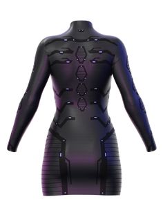 Bodycon leather dress with futuristic print. THIS IS A DIGITAL ITEM, IT ONLY EXISTS DIGITALLY AND WILL BE APPLIED TO YOUR PHOTO(s). Color: black. Material: digital nylon. Digital clothes fit all sizes. About the brand: METANEON is an experience based on a journey between fashion and fantasy-futurism in the Metaverse. The brand's second collection features 12 total looks, which actually are 3 main outfits worn in different ways and 2 colorways each. As the designer always likes to mix fantasy wit Black Fitted Mini Dress For Cosplay, Armor Suit, The Metaverse, Suit Of Armor, Photo S, Sport Chic, Leather Dress, Chic Dress, Your Photo