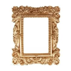 an ornate gold frame is shown against a white background with the image in it's center