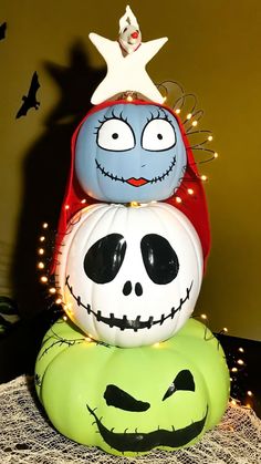 Nightmare Before Christmas Halloween Pumpkin Oogey Boogey Pumpkin, Cute Painted Pumpkin Ideas, Pumpkin Inspo, Pumpkin Paint, Nightmare Before Christmas Pumpkin, Halloween Pumpkin Crafts, Jack Skellington Pumpkin, Creative Pumpkin Painting