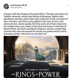 the lord of the rings movie poster with an image of a woman sitting on top of a