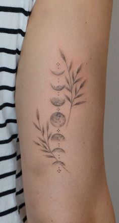 a woman's thigh with a plant tattoo on it