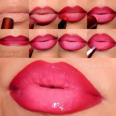 Valentine's Day is just around the corner! Melissa M. teaches us how to create kissable ombre lips for the big date night! Click the pick to see the how-to. #makeup #beauty #valentinesday Apply Lipstick, Lip Tutorial, Lip Makeup Tutorial, Ombre Lips, Smink Inspiration, Makeup Step By Step, Lip Art