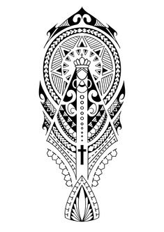 a black and white drawing of a cross in the middle of a circle with an intricate design on it