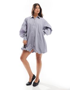 Dresses by ASOS DESIGN Low effort, high reward Spread collar Button-through front Volume sleeves Bubble hem Regular fit Cheap Oversized Button-up Shirt Dress, Dress Rental, Student Fashion, Mini Shirt Dress, Maxi Dress Trend, Leggings Shop, Tea Dress, Mini Dress Party, Plus Size Pregnancy